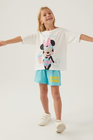 Minnie Mouse Glasses Krem Kız Çocuk Şort Takım 5274-42785 Krem