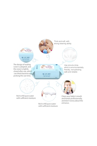 Vkemall Bebek Temizleme Mendili - 80'li Paket, Nemlendirici Özellikli, Yüz Ve Eller İçin Uygun Beyaz