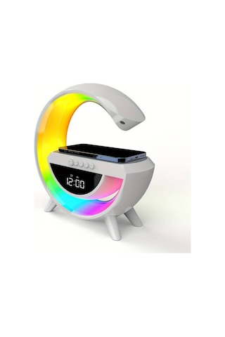 G Bluetooth Hoparlör 15w Kablosuz Hızlı Şarj Alarm Çalar Saat Gece Lambası Ambians Led Işık