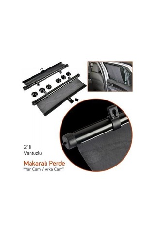 Carub Oto Güneşlik Yan Cam Perde 36x54 Cm Makaralı Otomatik Siyah 2'li Set Br4955702
