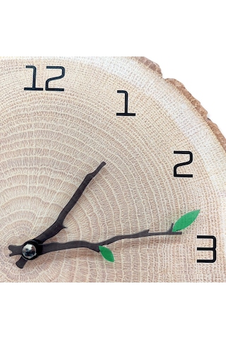 CajuArt Dekoratif Ağaç Gövdesi Kütük Şeklinde 30 cm Duvar Saati Kahverengi