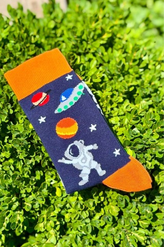 Lousocks Unisex Mars Astronot Uzay Gemisi Turuncu Soket Çorap Lacivert