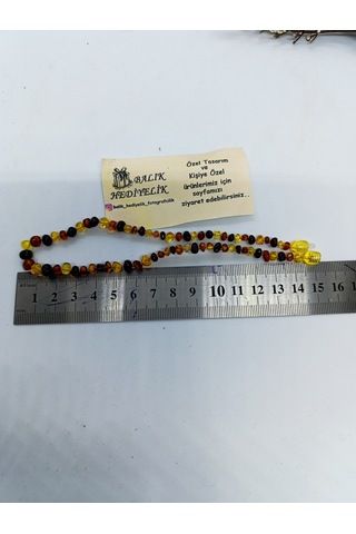 Çocuk Kehribar Kolye Organik Şifa Taşı 32 Cm -1034 Çok Renkli