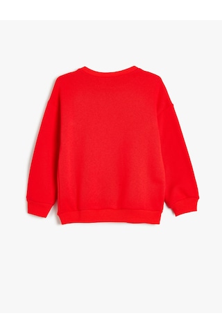 Koton Sweatshirt Bisiklet Yaka Kedi Baskılı Kırmızı 5wkg10262ak Kırmızı