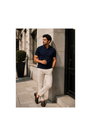 Luxıc Core Erkek Polo Yaka Lacivert Tişört Likralı Pike Kumaş Terletmez Slim Fit Günlük Şık Tasarım