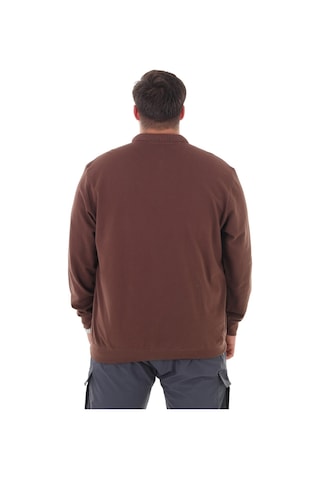 Erkek Büyük Beden 115-155 Kilo Arası İçin Uygun Uzun Kol Polo Yaka Mevsimlik Sweatshirt Kahverengi