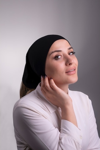 Halven Siyah Pratik Hazır Geçmeli Iç Bone Viskon Kumaş Dikişsiz Boru Bon Siyah
