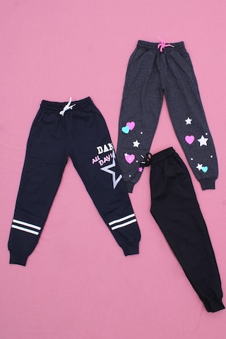 3'lü Karışık Paris Model Kız Çocuk Lacivert-siyah-antrasit Eşofman Altı Çok Renkli