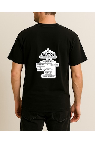 Pilot İs Progress Baskılı Tasarımlı T-shirt Siyah