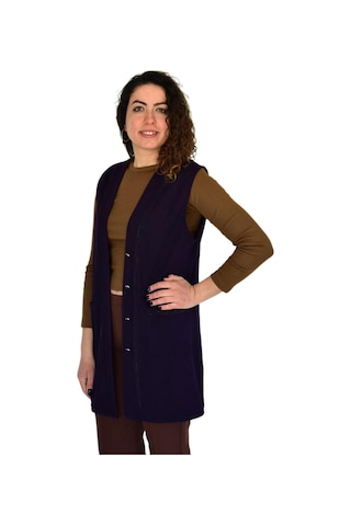 Kadın Anne Mevsimlik Düğmeli Cepli Yelek Bgl-st04314 Mürdüm