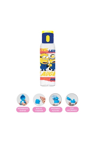 Flosoft Lisanslı Minions Düğmeli Matara Ve Beslenme Kutusu, 3 Bölmeli Okul Kabı Ve Suluğu 2 Li Set
