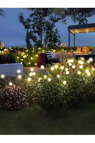 İndecor Houseware 6 Led'li Sarı Güneş Enerjili Bahçe Aydınlatması Balkon Lamba Solar Işık Ateş Böceği Peyzaj Çiçeği Sıcak Beyaz