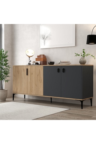 4001 Neva Konsol 180 Cm Sepet - Antrasit Tv Ünitesi - Yemek Odası - Kahve Köşesi Antrasit - Sepet Çok Renkli