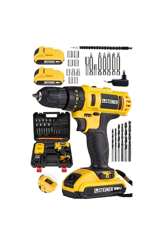 Steiner 56 V 5 Ah Çift Akülü Bakır Sargılı Darbeli Vidalama Matkap + 24 Parça Set Sarı