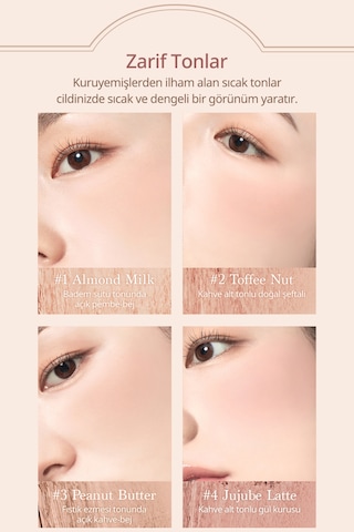Dasique Karıştırılabilir Renk Tonlarına Sahip 4 Lü Allık Paleti Blending Mood Cheek 10 Muted Nuts 10 Muted Nuts