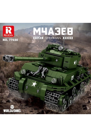 Reobrix 77030 World Of Tanks M4 Sherman Tank M4a3e8 Yaratıcı Yapı Blok Seti Building Blocks - 836 Parça