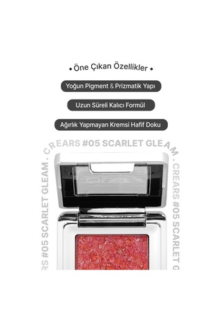Mücevher Parlaklığında Yoğun Pigmentli Tekli Far Cre'ars Glitter Bomb Eyeshadow 05 Scarlet Gleam 30505833