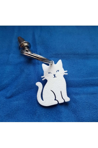 Anahtarlık Mini Kedi Modeli Beyaz