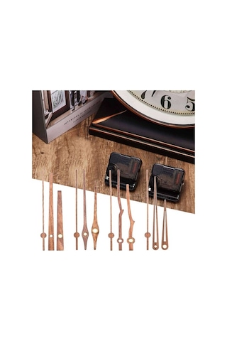 Goldenqian 8 Adet Uzun Şaft Duvar Saati Hareket Mekanizması 4 Tip 12 Inç Ceviz Ahşap Kuvars Parça Değişimi 6o3pxl Siyah