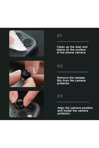 Apple Uyumlu iPhone 12 Mini Kamera Koruyucu Lens Mercek Metal Çerçeveli 2li Set Siyah Black