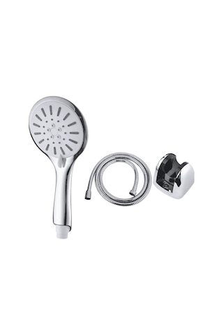 El Duşu Başlığı, Krem, 4 Kademeli, Spiral Hortumlu Banyo Duş Seti Çok Renkli