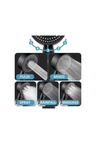 5 Fonksiyonlu Siyah El Duşu Krom