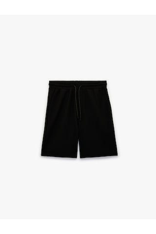 Koton Regular Fit Dokulu Cepli Beli Bağcıklı Şort Siyah 6sam40016mk