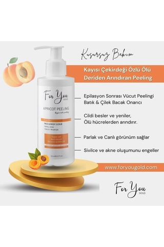 Kayısı Çekirdeği Özlü Ölü Deriden Arındıran Yenileyici Peeling Epilasyon Sonrası Vücut Peelingi Bat