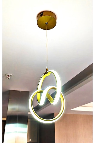 Led Avize Beyaz Işık Mutfak Salon Çocuk Odası Lambası Altın Sarısı