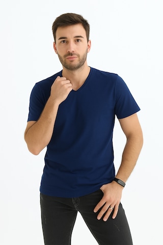 Sermoda Erkek Slim Fit V Yaka Tişört - Dar Kesim Basic Günlük T-shirt Lacivert