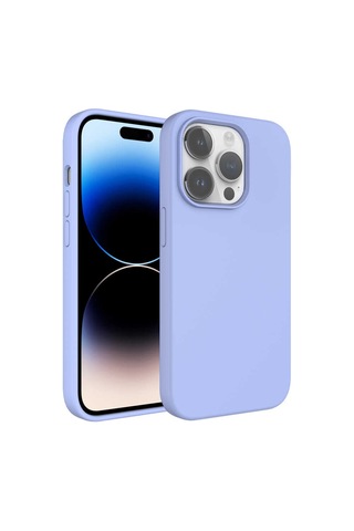 Apple Uyumlu iPhone 14 Pro Max Uyumlu Sıvı Teknolojili Silinebilir Sert Zore Kivi Kapak-mavi Açık -