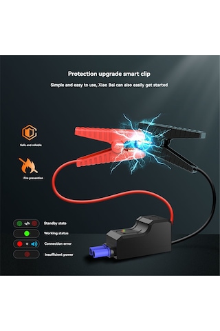 Yuntech01 12v Akıllı Krokodil Klipsli Araba Akü Bağlantı Kablosu - 350mm Kalın Vurucu Kablosu, Beş Güvenlik Özelliği, Metal+plastik Malzeme