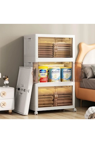 Piev Çok Amaçlı Kapaklı İstiflenebilir Organizer Dolap 4 Lü Antrasit