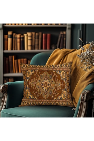 Turkıshrug Kıngdom Pers Halı Motifli Çift Taraflı 43x43 Cm Dekoratif Kırlent Kılıfı Klasik Ve Şık Salonlar İçin 43 X 43 Çok Renkli