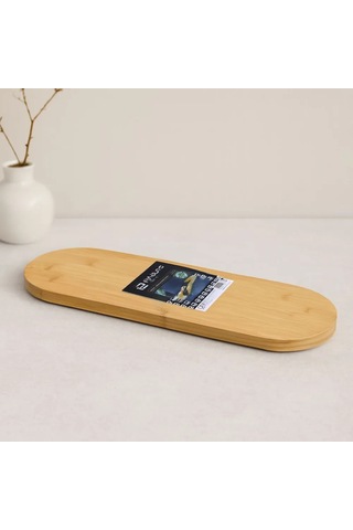 Jenerik Oval Bambu Ahşap Sunum Tepsisi 15x44x1.5 Cm 1 Cm Ayaklı
