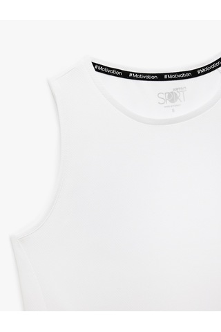 Koton Oversize Kolsuz Bisiklet Yaka Sporcu Atleti Beyaz 5sak30037nk Beyaz