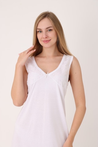 Yasar Underwear Kadın Uzun,kolsuz %100 Pamuk Elbise İçliği Kombinezon Beyaz Beyaz