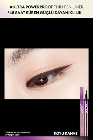 Missha Su   Ter Ve Yağa Dayanıklı   48 Saate Kadar Kalıcı Ultra Powerproof Thin Pen Liner  Dark Brown
