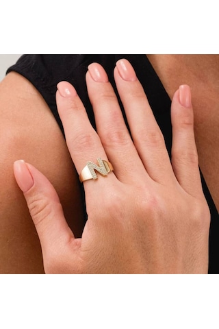 Altın Harfli Yüzük T12941 Renkli