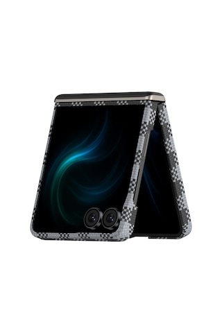 Galaxy Z Flip 7 Uyumlu Kılıf M-safe Özellikli Ekose Benks Armorair Armorvichy Kevlar Kapak Siyah