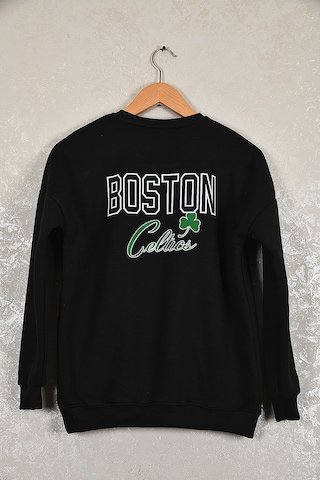 Çocuk Celtic Oversize Baskılı Pamuklu Uzun Kollu Bisiklet Yaka Sw Siyah