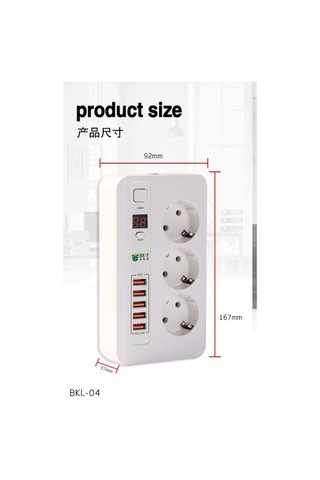 Power Socket Bkl-04 Zaman Ayarlı Akım Koruyucu Priz Beyaz