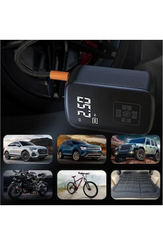 Şarjlı Hava Kompresörü Mini Taşınabilir Kompresör Otomobil Motorsiklet Bisiklet Vb...