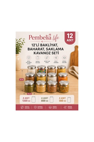 12 Li Metal Kapaklı Kavanoz Seti Etiketli Bakliyat Baharatlık Erzak Kavanoz Seti Kavanoz Takımı Gri Gri