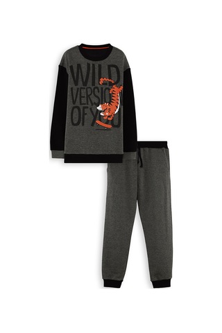 Denokids Wild Oversize Erkek Çocuk Eşofman Takımı - Gri