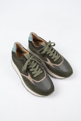 Krahe Calista Erkek Hakiki Deri Bağcıklı Haki-bej Sneakers 001
