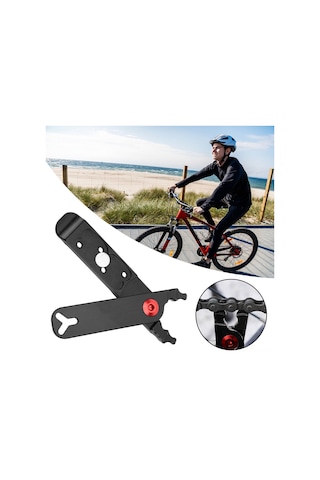 Kosona Alüminyum Alyuminyum Bisiklet Zinciri Açma Takımı - 4'lü Çok Fonksiyonlu: Lastik Çekici, Valf Anahtarı, Zincir Kilit Açıcı Siyah Siyah