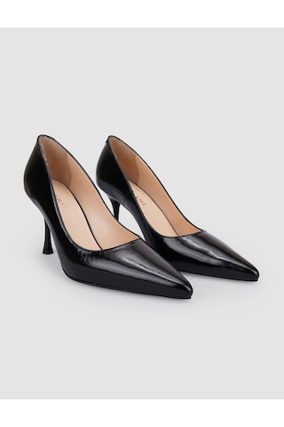 Cabani %100 Hakiki Deri Siyah Rugan Kadın Stiletto Siyah