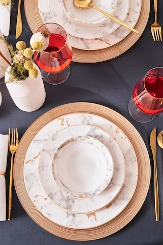Karaca  Forever Bone Marble 24 Parça 6 Kişilik Yemek Takımı