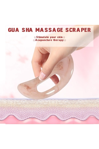 Gajeena El Yapımı Reçine Gua Sha Masaj Aleti - Boyut: 18x6.9cm, Renk Seçenekleri: Pembe/sarı/yeşil/bej Bej